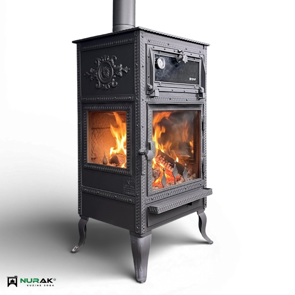 Lüks Fırınlı Şömine Üç Camlı 